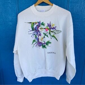 Vintage Nature Hummingbirds Arizona Crew Neck Sweatshirt Size Medium Made In USA